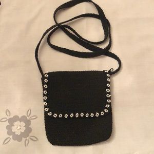 Black Crossbody Handbag with beaded detail